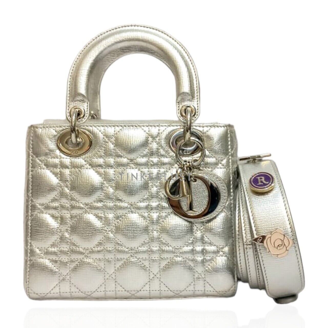 tas satchel Christian Dior Lady Dior Small Silver 2017 SHW Satchel Tinkerlust